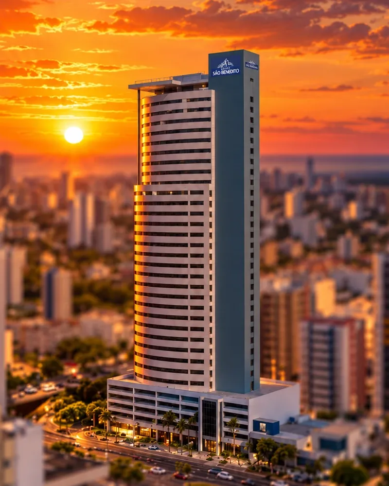 Edifício SB Tower em Cuiabá, sede do Grupo Sollo, ao pôr do sol